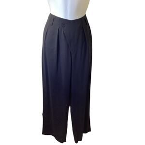 Isaac Mizrahi Couture 90’s Black Wool Wide Leg Criss Cross Waist Pants S 28w